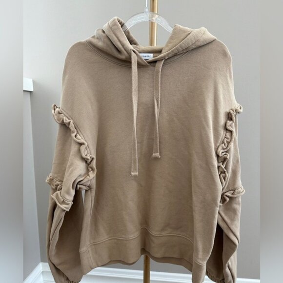 Rebecca Minkoff Evelyn Ruffle Hoodie in Sand – Size Small - Picture 2 of 8